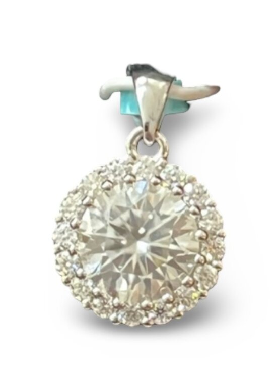 Jewelry - 925 Sterling Silver Moissanite Pendant – 1.80 CTW Halo Design